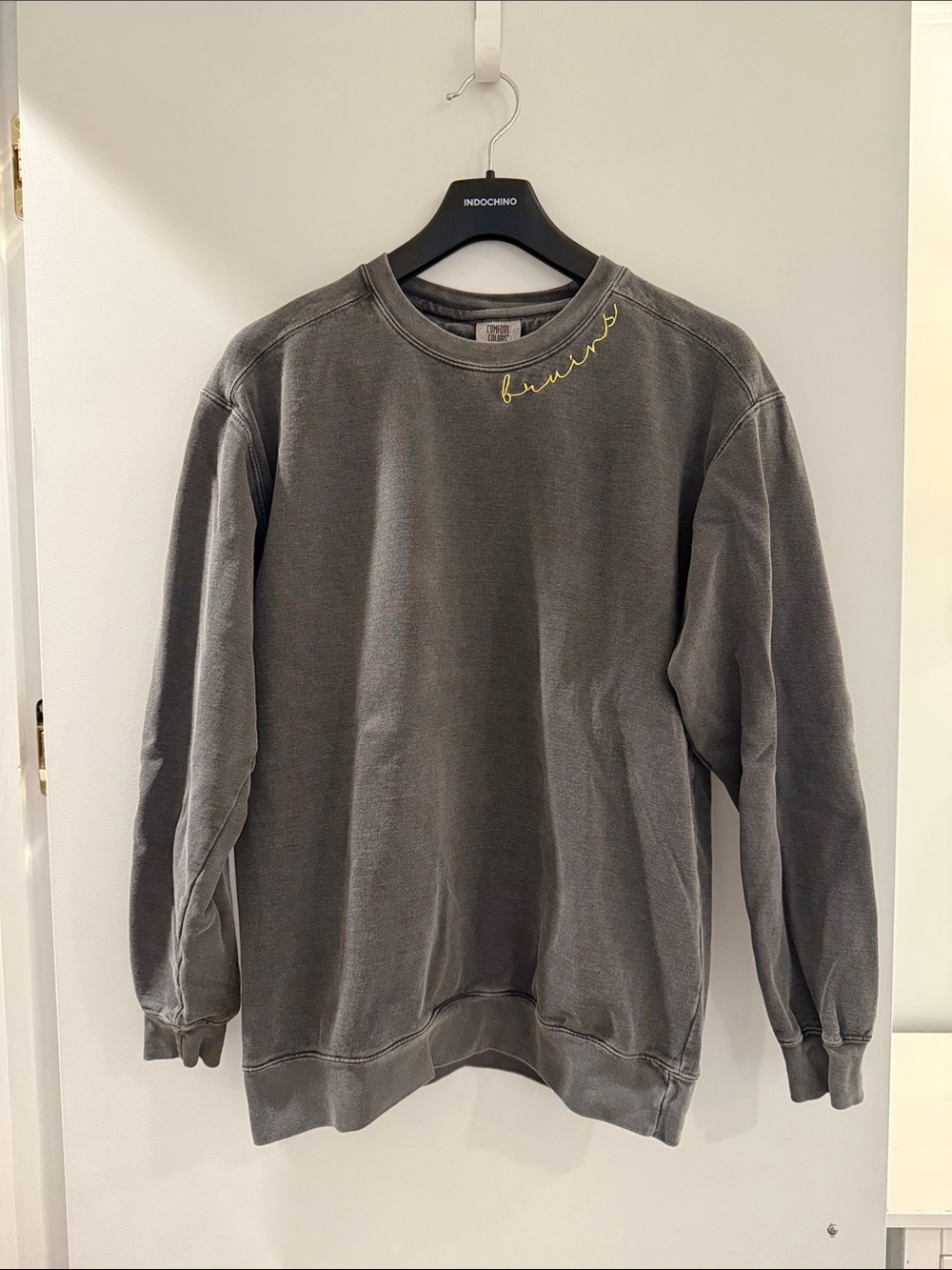 Bruins Gray Crewneck Sweatshirt with Subtle Script Embroidery